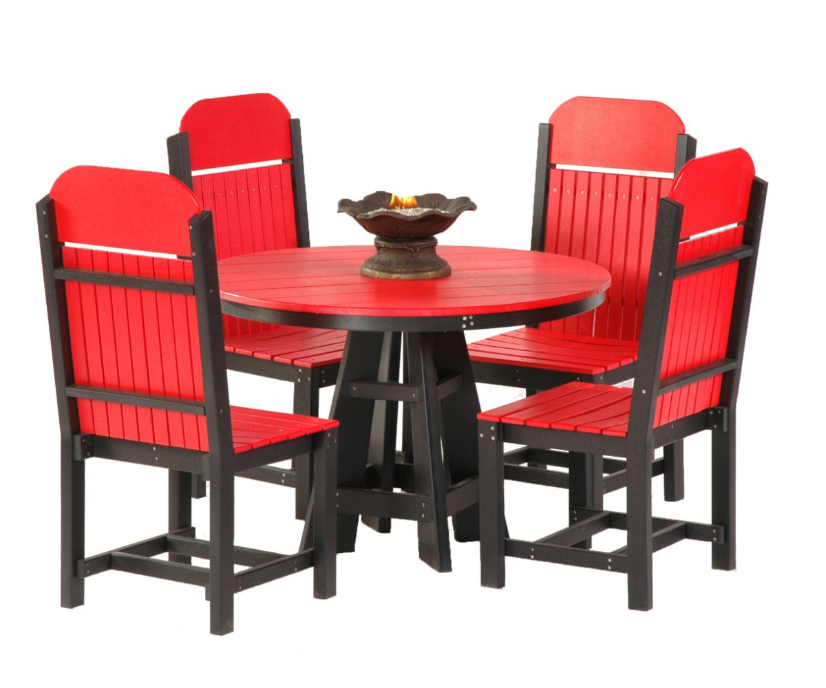 Round Patio Table Set (Bright Red) Coastal Fine Furniture